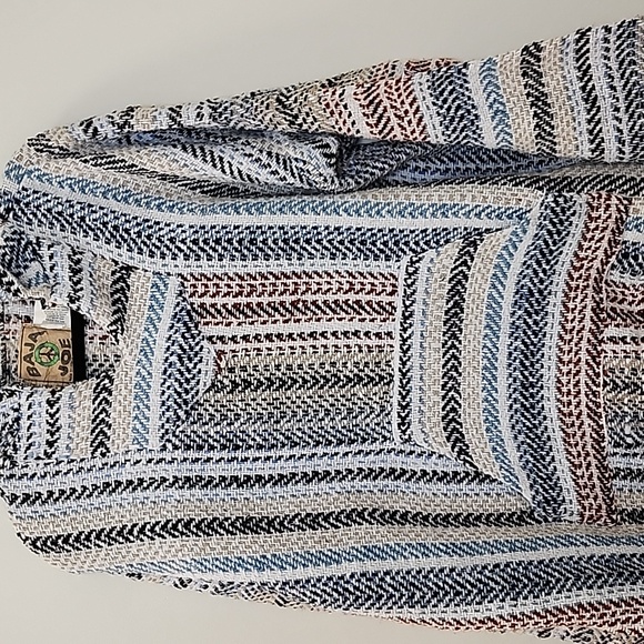 Baja  Stripe Hoodie with Front Pocket Multicolor Coogi  Size Meduim - Picture 13 of 16